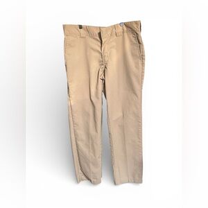 Dickies Men's Khaki Pants, Slim Tapered Leg, tan, size 32 x 29